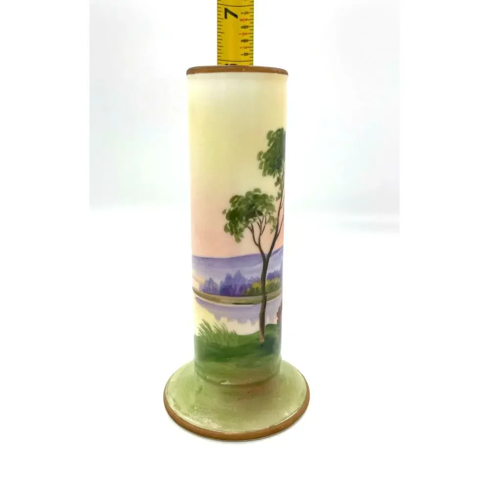Vintage Nippon Porcelain Hand Painted Bud Vase Nature Scene 6